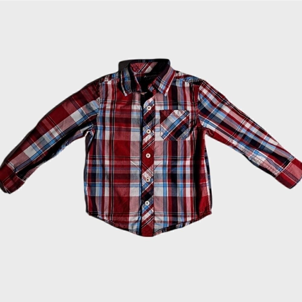 Arizona Jeans Plaid Button Front Shirt Red 4